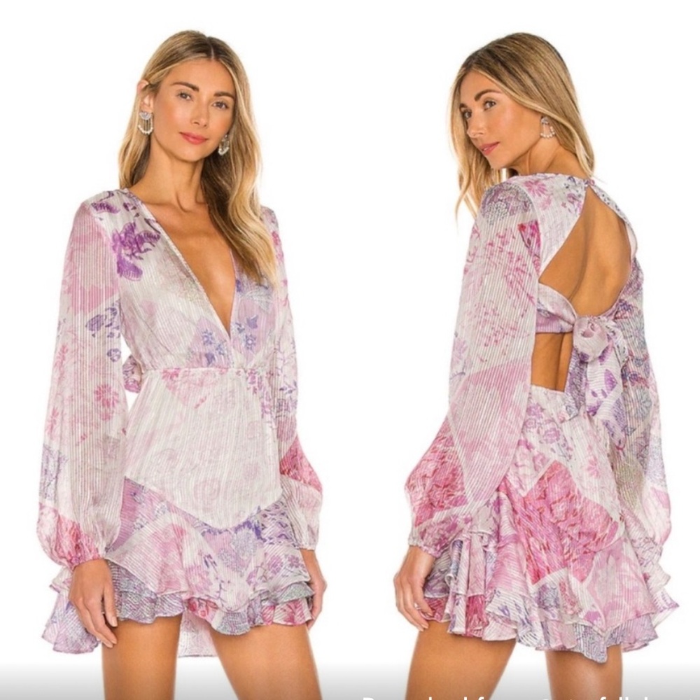 HEMANT & NANDITA Pink and Purple Ruffled Backless Sundress